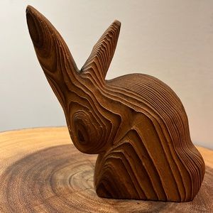 Wooden sculpture of Rabbit by Gerd Untermann